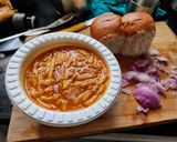 A picture of step 3 of Khandeshi special Shev bhaji.