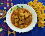 A picture of step 5 of Raw Jackfruit Curry without onion and garlic.