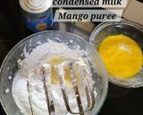 A picture of step 1 of Mango Bread pudding.