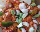 A picture of step 1 of Chicken, veg grill with white rice.