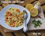 Foto langkah ke 4 dari resep Tagliatelle con Scampi - Pasta Tagliatelle Isi Udang Simpel.