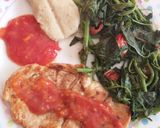 A picture of step 3 of Grilled Chicken Breast... Steamed Herbs and Tamalitos.