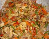 Foto del paso 3 de la receta: Tallarines de arroz con pollo y jamón en salsa de soja