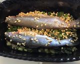 Une image de l'étape 9 de Truites aux oignons nouveaux,pignons de pin et citron confit.