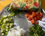 A picture of step 1 of Wai Wai Bhel Tea time snack veggie nutty and easy in 5 minutes.
