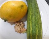 A picture of step 1 of Mango and cucumber smoothie.
