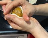 A picture of step 6 of Rajasthani aloo pyaaz kachori.