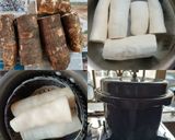 A picture of step 1 of Fried Masala Cassava.