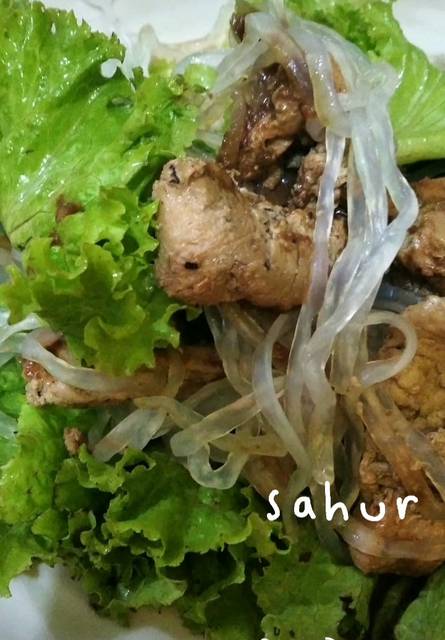 Langkah-langkah untuk membuat Resep Salad Ayam Shirataki #my diabetic meal