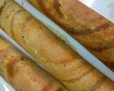 A picture of step 6 of Mysore dosa with coconut chutney.