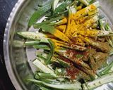 A picture of step 1 of Kurkuri Bhindi.
