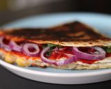 A picture of step 3 of Tortilla wrap hack 🍕.