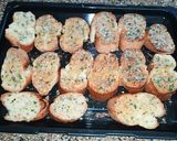 A picture of step 3 of French toast with garlic butter.