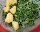 A picture of step 3 of Mutton spinach fenugreek potato.