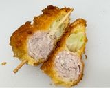 A picture of step 4 of Kushi Katsu (Fried Pork Skewers).