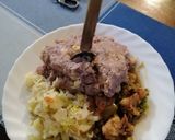 A picture of step 6 of #themechallenge arrow roots, beans and maize mukimo served beef.