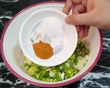 A picture of step 6 of 3 color Pakora Karhi.