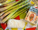 A picture of step 1 of Vegetarian Asparagus, Tofu, and Glass Noodle Soup.