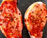 A picture of step 2 of My Marinated Chilli pork loin steaks with Red Pepper.#Mainmeal.