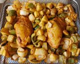 A picture of step 3 of Chicken with Potatoes and Bell Pepper in the Air Fryer.