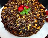 A picture of step 6 of Oatmeal Walnut & Chocolate Brownie Cake Eggless.