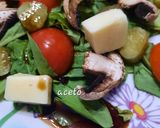 Foto del paso 6 de la receta: Ensalada: rúcula, hongos, cherry, pepinillos y queso