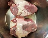 A picture of step 1 of Lambs Hearts in a minty lamb Gravy 😀.