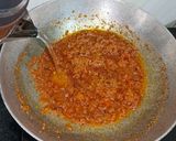 A picture of step 5 of Maharashtrian Sev bhaji.