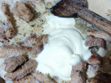 Penne Rigatti con lomo de cerdo en salsa blanca