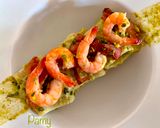 Foto del passaggio 6 della ricetta PACCHERI AL PESTO DI PISTACCHI, GAMBERI E PANCETTA