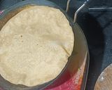 A picture of step 7 of Traditional Maharashtrian Thali. Amti,Chapati,Thecha, Bhendi,Dahi,Gud, Rice.
