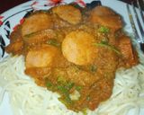 A picture of step 9 of Spaghetti and sauce with sausages.