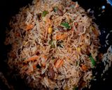 A picture of step 5 of Mexican Rice with Red Sauce.
