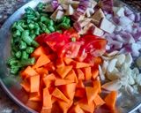 A picture of step 4 of Jackfruit seed mixed veg sabzi.