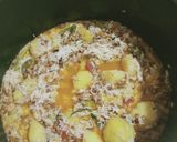 A picture of step 4 of Achari masoor pulao.