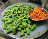A picture of step 1 of Bhindi ke pakode.