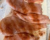 A picture of step 1 of Parmesan crusted chicken.