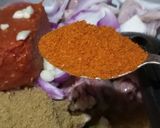 A picture of step 6 of Alo baingan gosht (mutton gravy).