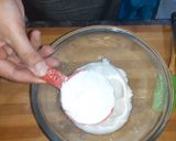 A picture of step 1 of Eggless Doll cake pineappple flavour.