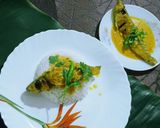 A picture of step 7 of Bhapa Parshe/ steamed parshe fish in mustard gravy.
