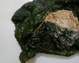 A picture of step 6 of Bhapa lauki leaf.