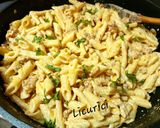 Pas rețetă Pasta cu cârnați și sos de brânză 3 fotografie