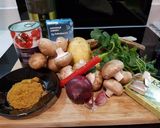 A picture of step 1 of Potato, mushroom and coconut curry pot & coriander tortilla.