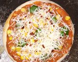 A picture of step 4 of Corn and capsicum pizza.