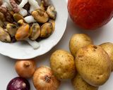 Фото кроку 1 до Овощной крем-суп с морепродуктами.