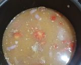 A picture of step 3 of Beef haleem with boil rice.