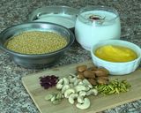 A picture of step 2 of Instant Moong Dal Halwa.