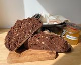 Foto langkah ke 11 dari resep Sourdough Chocolate hazelnut raisin brownie rustic bread.