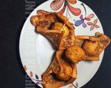 A picture of step 5 of French toast + yam ball.