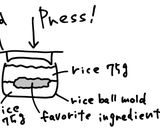 A picture of step 3 of Sauteed rice ball, with oil and soy sauce.